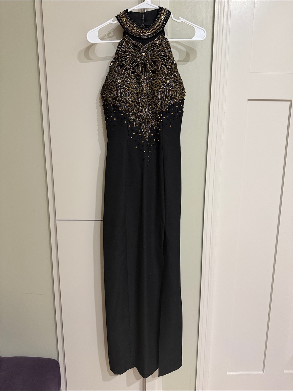 Beaded Evening Gown Halter Bodice